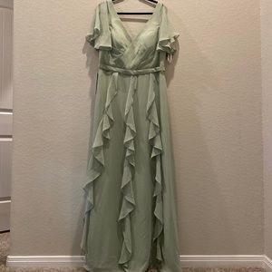 Azazie dusty sage bridesmaid gown. Size 14. NWT